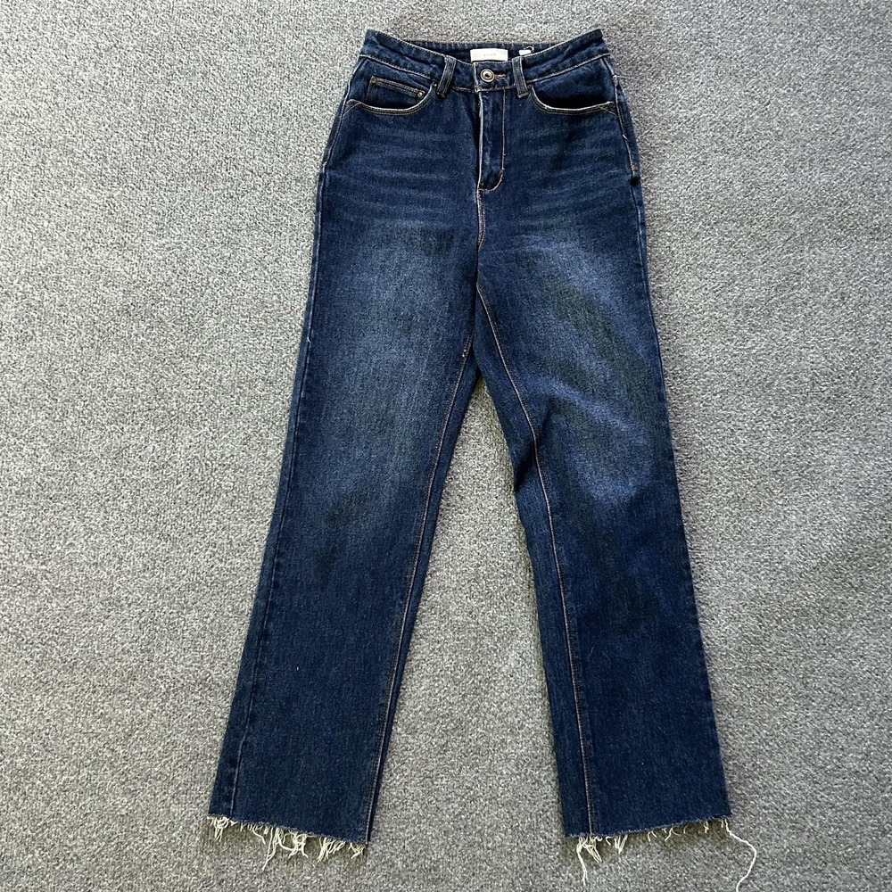 A Loves A Jeans‎ Womens 25 Blue High Rise Straight Raw Hem Stretch Denim